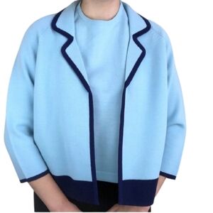 Vintage Keuzar Baby & Navy Blue Knit cardigan & tank sweater set​